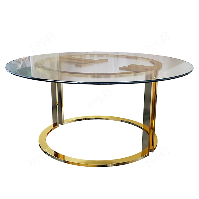 Garda Decor Coffee Table: Dark Glass & Gold 3D model image 1