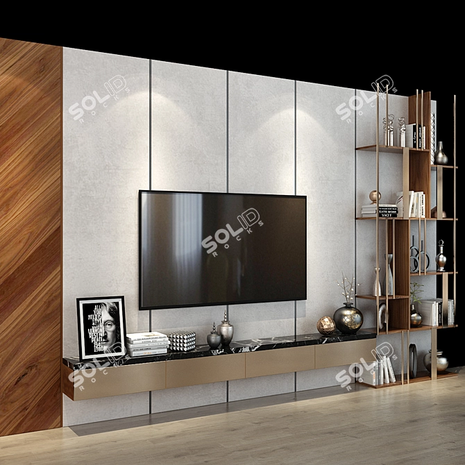 Minimalist TV Shelf: 0296 3D model image 2