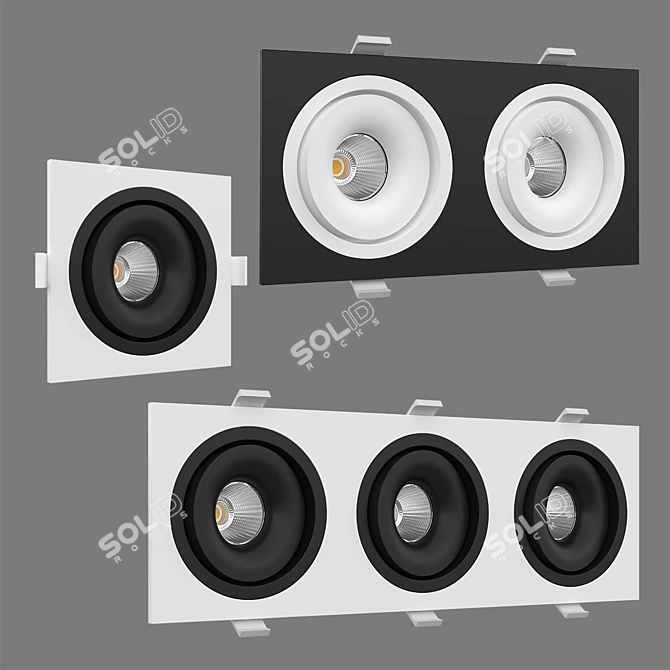 Sleek Rotating LED Downlight 3D model image 1