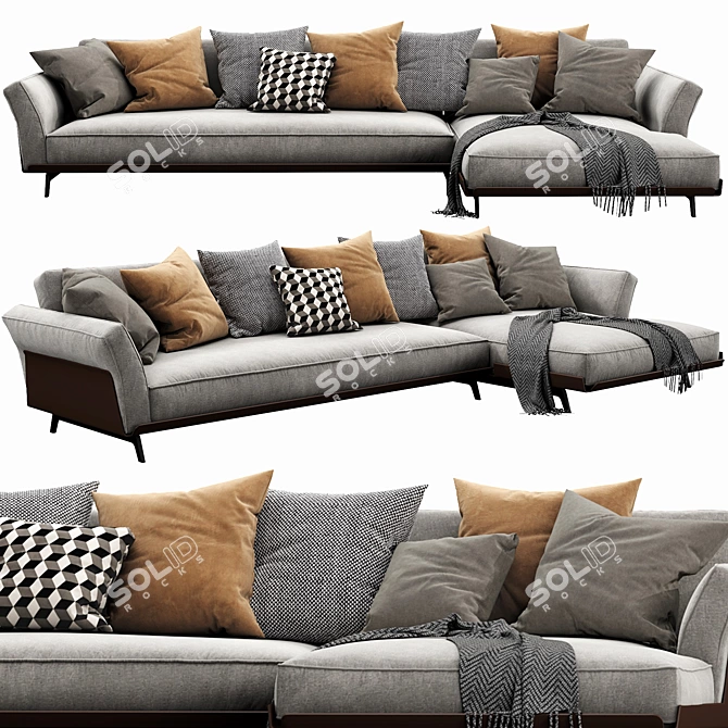 Flexform Este Chaise Lounge: Sleek Luxury Relaxation 3D model image 1