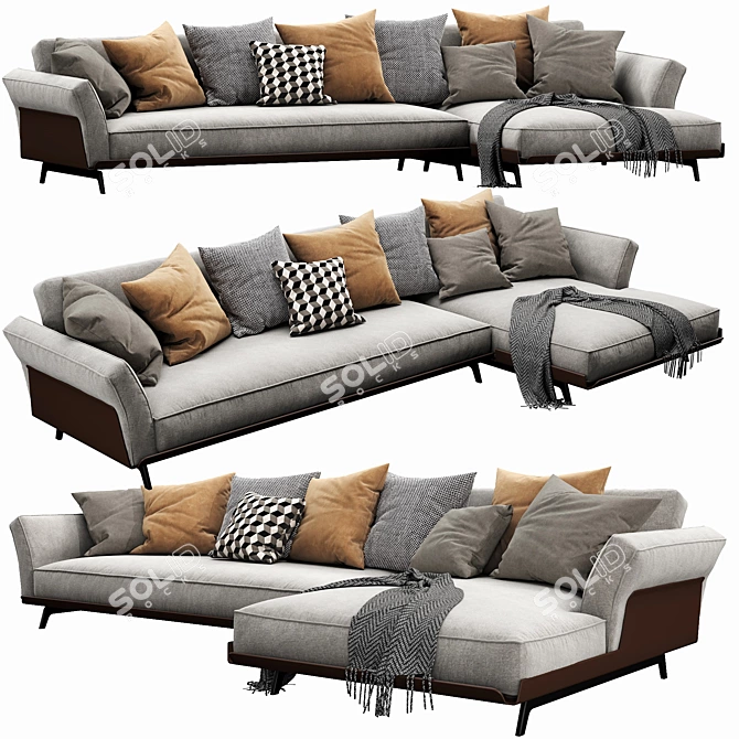 Flexform Este Chaise Lounge: Sleek Luxury Relaxation 3D model image 3