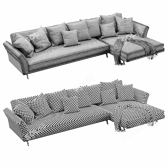 Flexform Este Chaise Lounge: Sleek Luxury Relaxation 3D model image 4