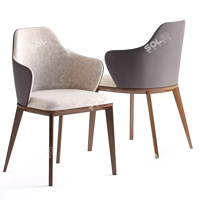 Modern Beige & Gray Dining Chair 3D model image 1