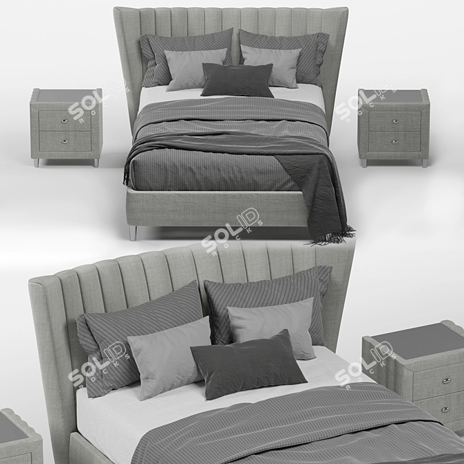 Knox Upholstered Fabric Bed Set 3D model image 1