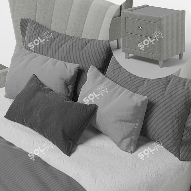 Knox Upholstered Fabric Bed Set 3D model image 3