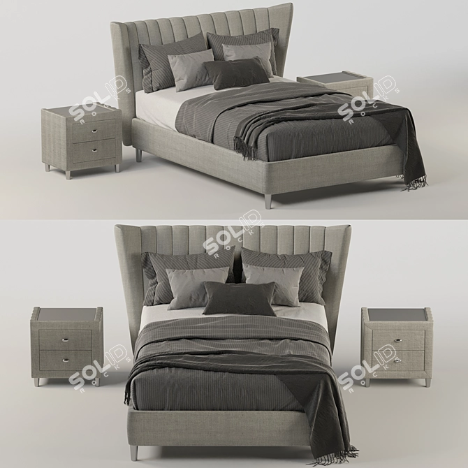 Knox Upholstered Fabric Bed Set 3D model image 5
