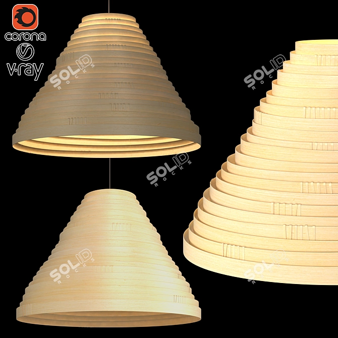 Bamboo Glow Pendant: Handmade Unique Lampshade 3D model image 1