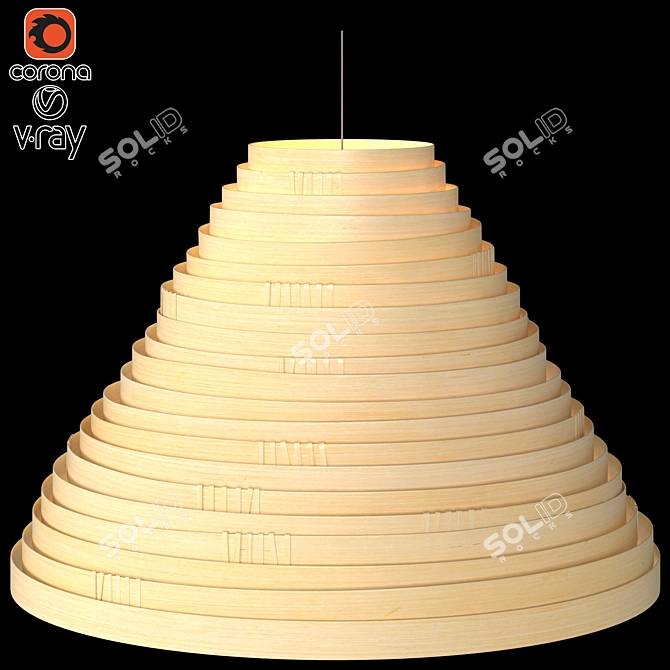 Bamboo Glow Pendant: Handmade Unique Lampshade 3D model image 3