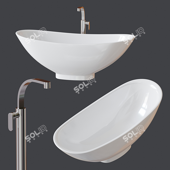 Elegant IO Freestanding Bathtub 3D model image 5