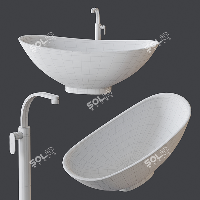 Elegant IO Freestanding Bathtub 3D model image 6