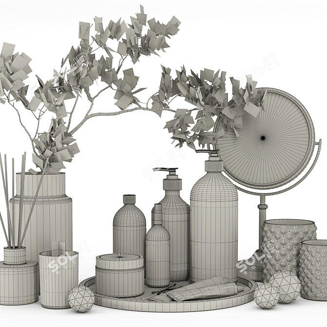 Elegant Bath Set: Decorative Bathroom Accessories 3D model image 5