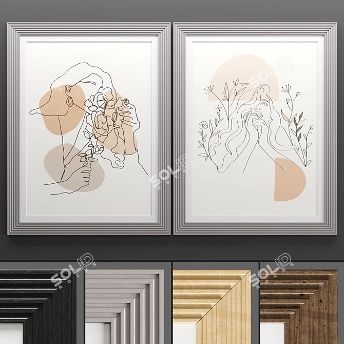 Modern Art Frame Set 3D model image 1