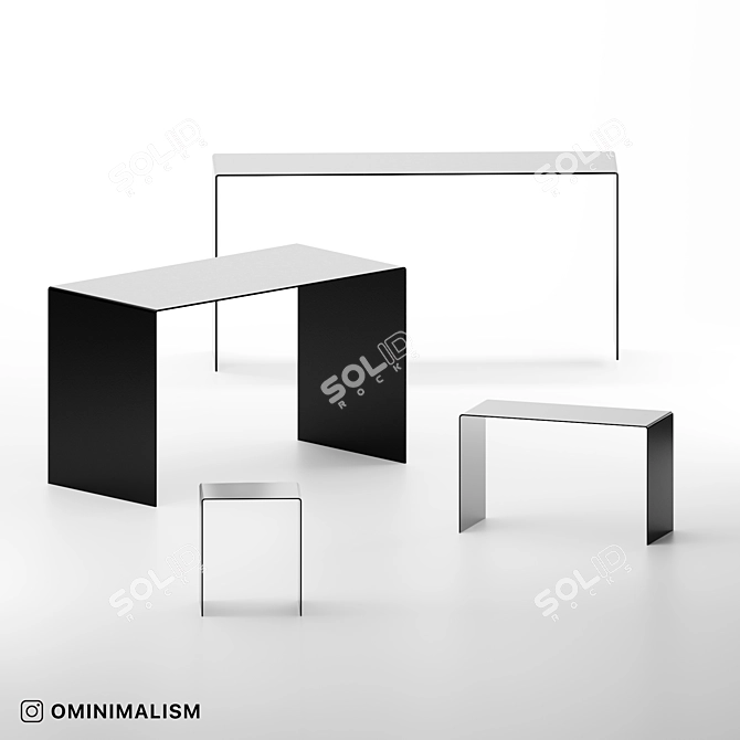 Sleek Metal Work Tables & Consoles 3D model image 2