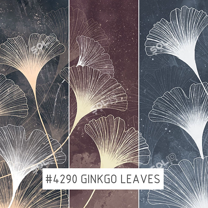 Title: Ginkgo Leaves: Nature-Inspired Waterproof Wallpapers 3D model image 1