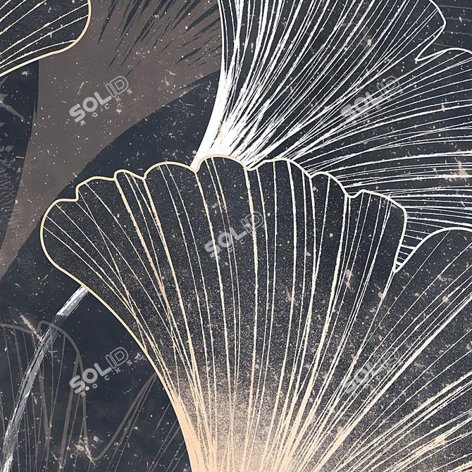 Title: Ginkgo Leaves: Nature-Inspired Waterproof Wallpapers 3D model image 3