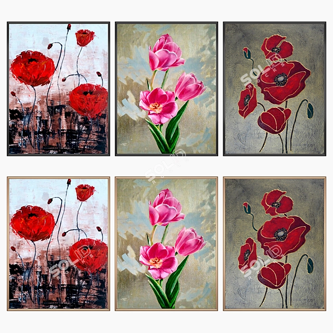 Multi-frame Painting Set with Various Frame Options 3D model image 2