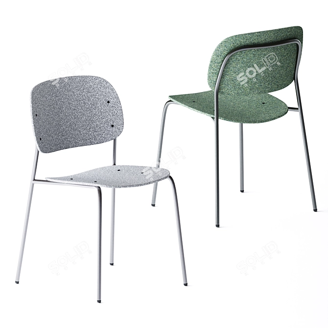Sleek PET Felt Stack Chair 3D model image 3
