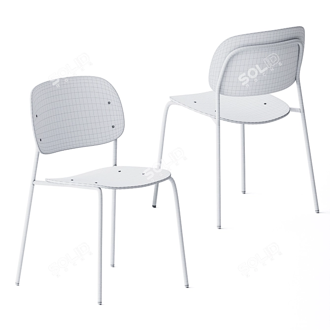 Sleek PET Felt Stack Chair 3D model image 4