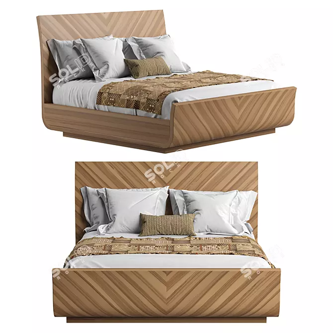 King Veneer Bed: Elevate Your Bedroom 3D model image 1