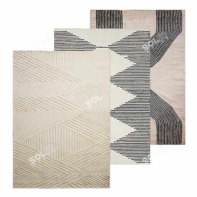 Neutral Serene Tufted Rug 3D model image 1