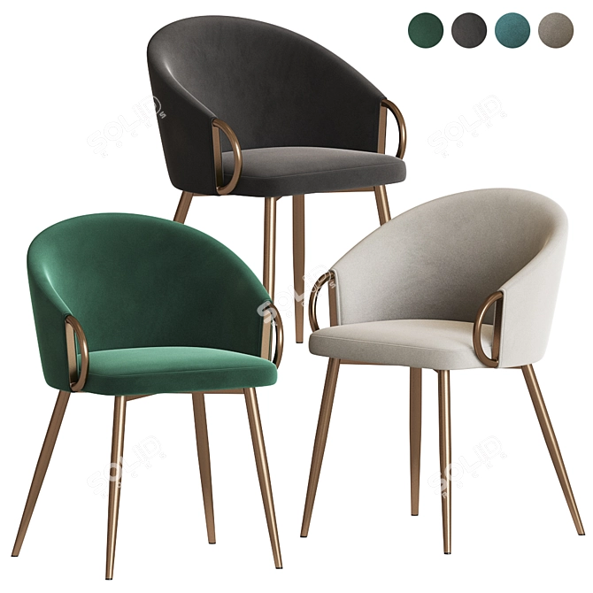 Elegant Velvet Dining Chair 3D model image 1