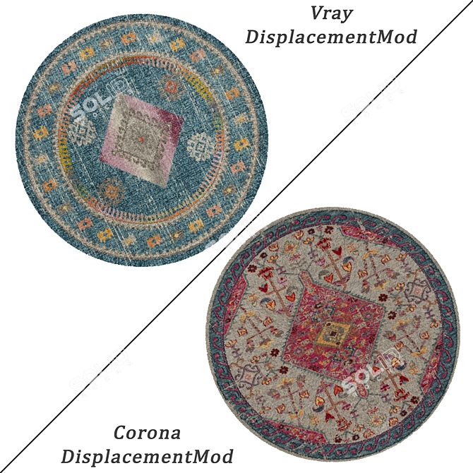 Round Rug Set: 6 Carpets 3D model image 2