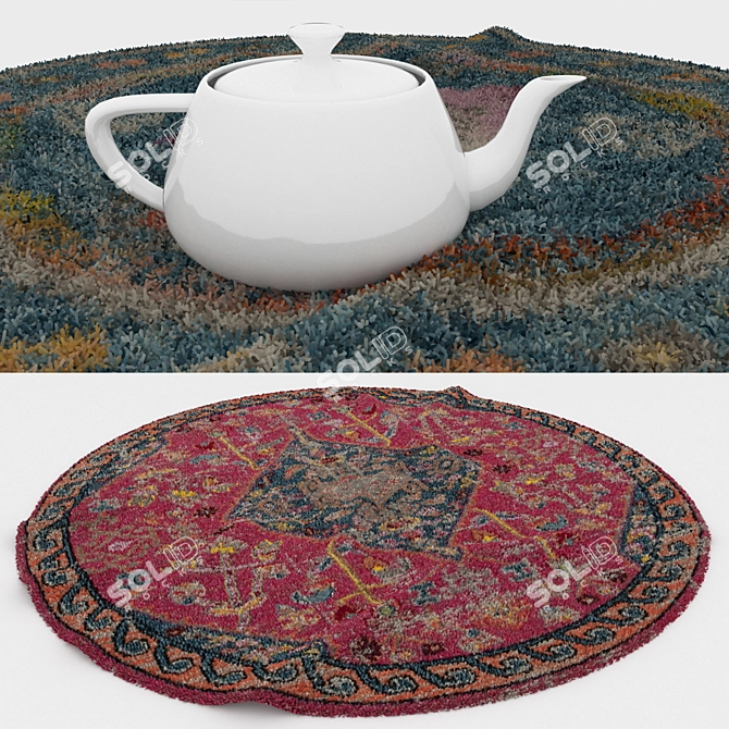 Round Rug Set: 6 Carpets 3D model image 3