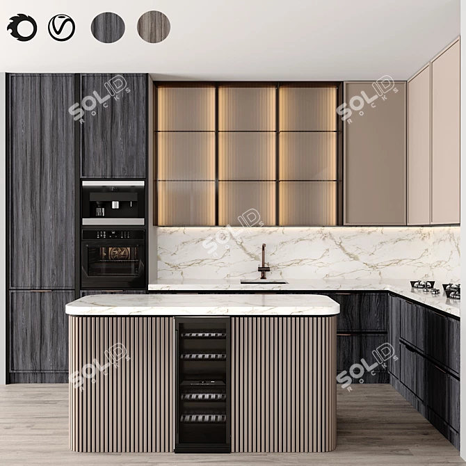 Modern Kitchen 3D Model 3D model image 1