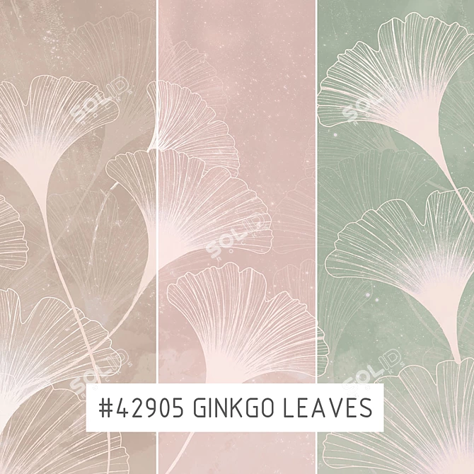 Title: Ginkgo Leaves: Eco-Mural Wallpaper 3D model image 1