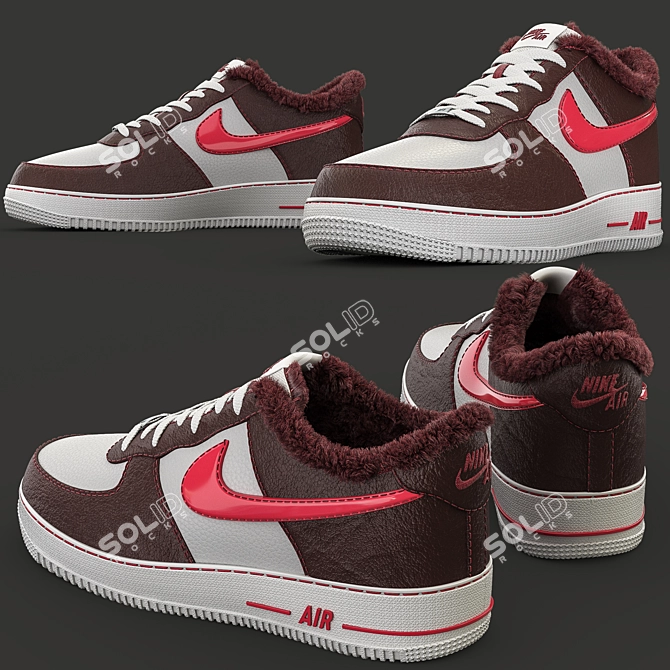 NikeAF1 Winter Fur Sneakers 3D model image 1