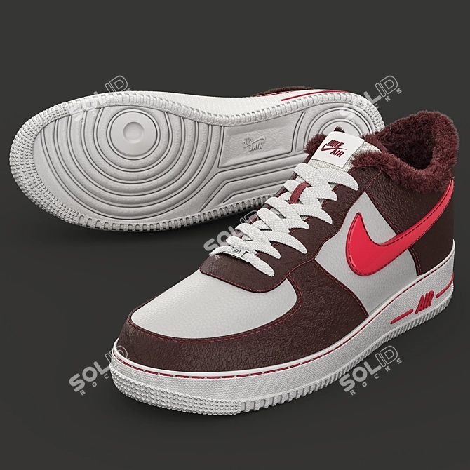 NikeAF1 Winter Fur Sneakers 3D model image 2