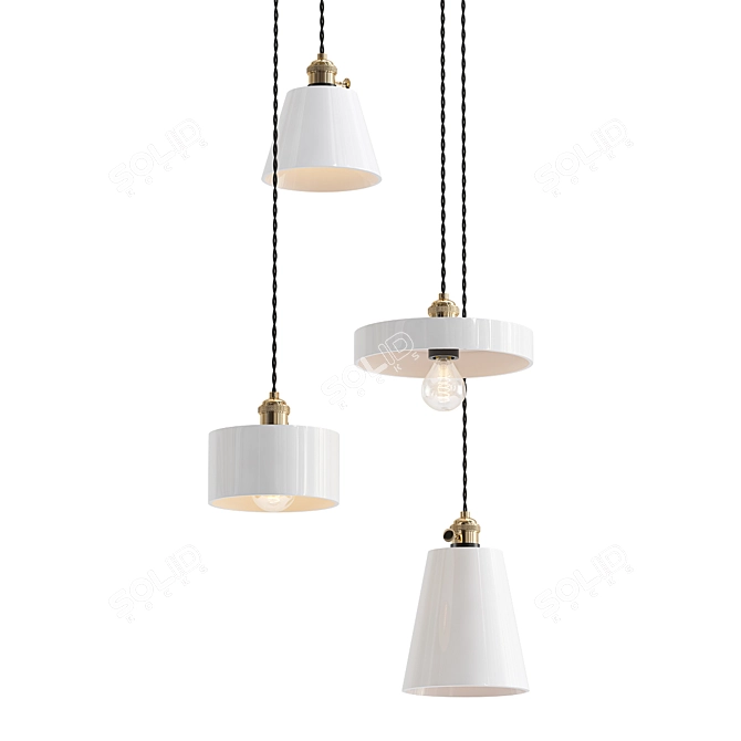 Minimalist Concrete Pendant Light 3D model image 1