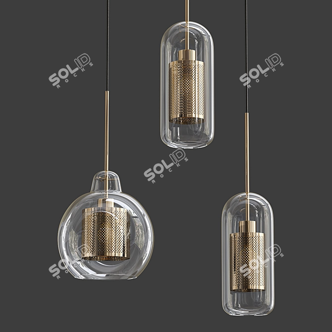 Elegant Chiswick Glass Pendant 3D model image 1