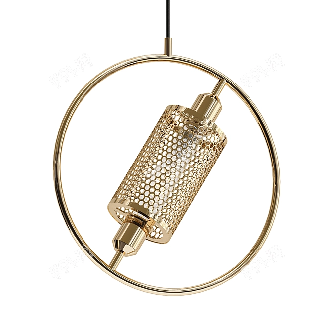 Sleek Brass Hoop Pendant Light 3D model image 1