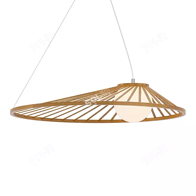 Bamboo & Opaque Glass Pendant 3D model image 1