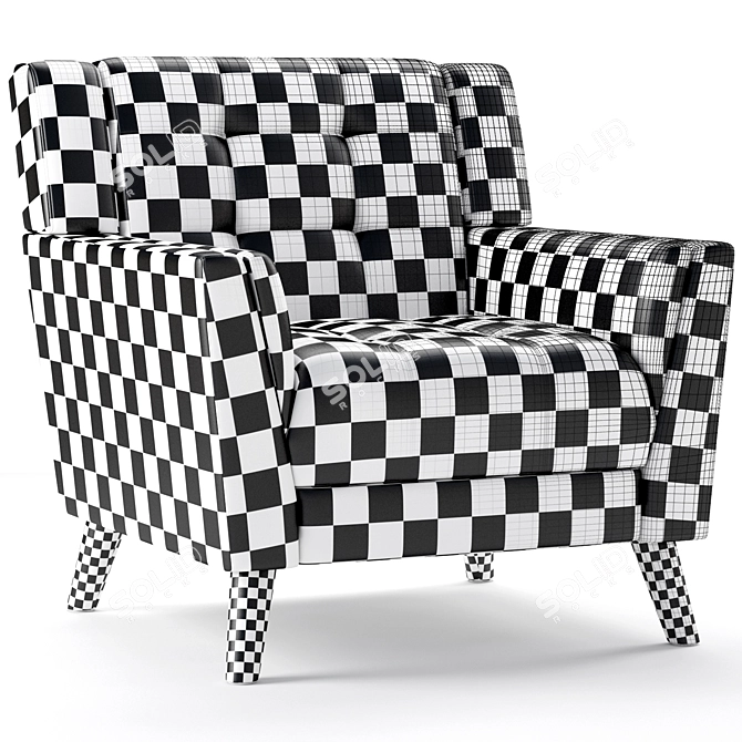 Stylish Alisa Mid Century Armchair 3D model image 4