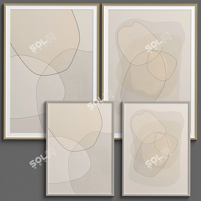 Neutral Minimalist Framed Print 3D model image 2