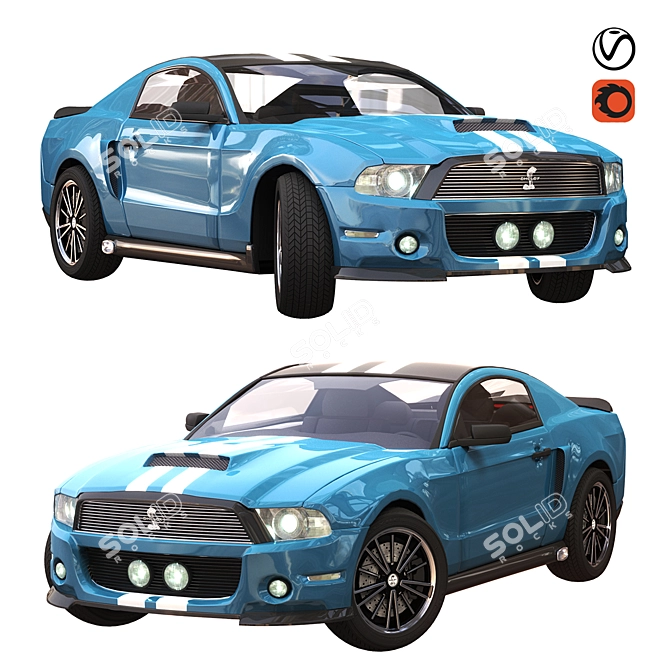 Ford GT500 Sport Blue 3D Model 3D model image 1