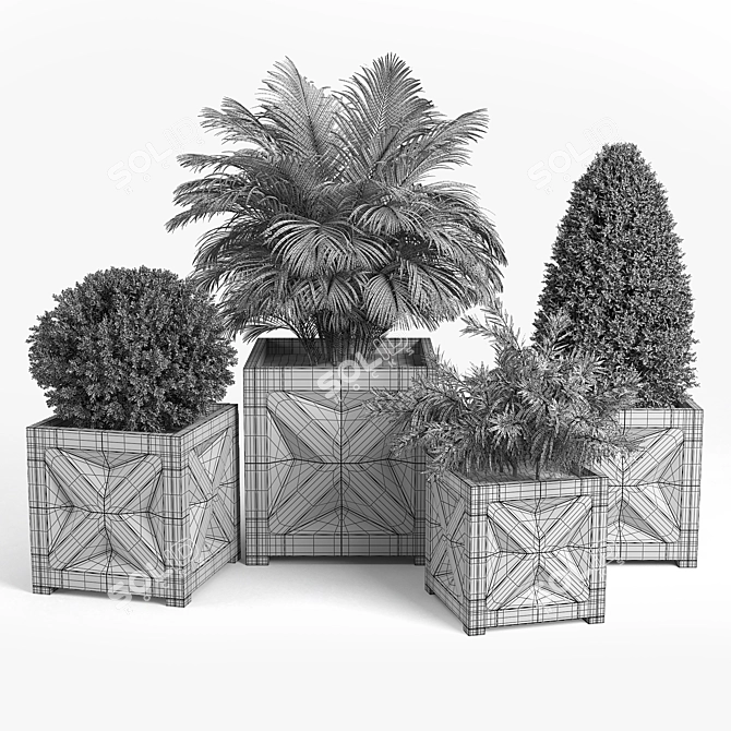 Panel Planter Blooms 3D model image 5