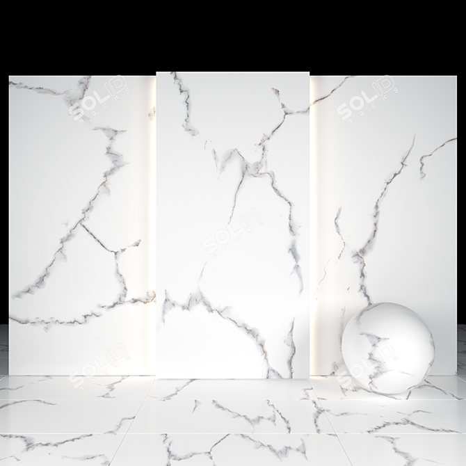 Alabama White Marble: Elegant Tiles & Slabs 3D model image 2