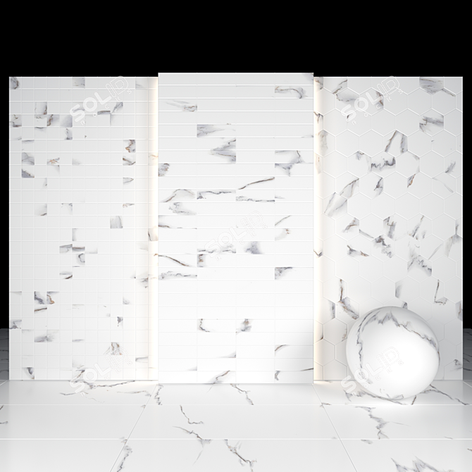 Alabama White Marble: Elegant Tiles & Slabs 3D model image 3