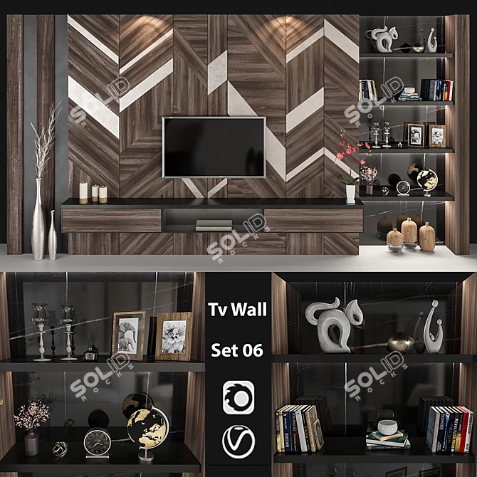 Versatile TV Wall Design 3D model image 1