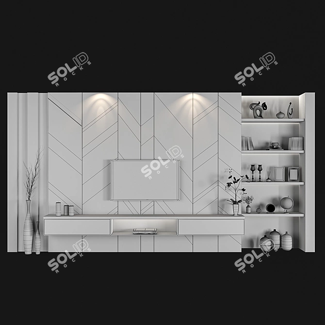 Versatile TV Wall Design 3D model image 4