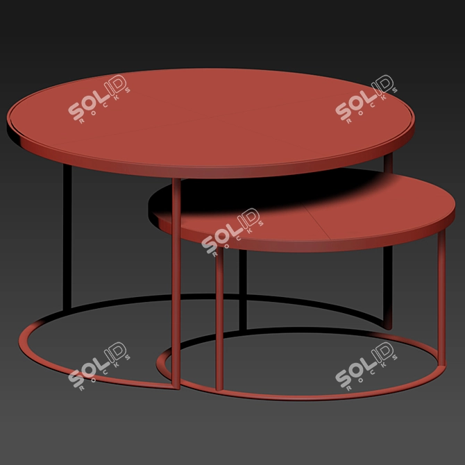 Sleek Nested Coffee Table 3D model image 2