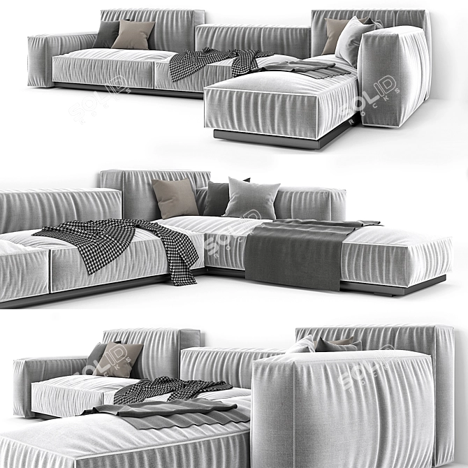 Modern Gray Sofa: 3D Render & Formats 3D model image 2