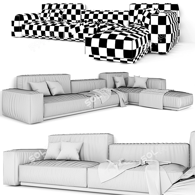 Modern Gray Sofa: 3D Render & Formats 3D model image 3