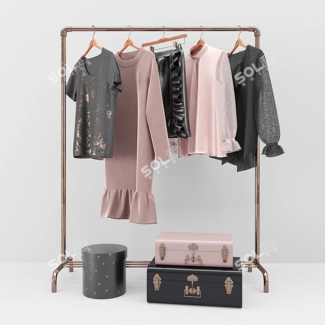 Elegant Wardrobe Set with Stand 3D model image 2