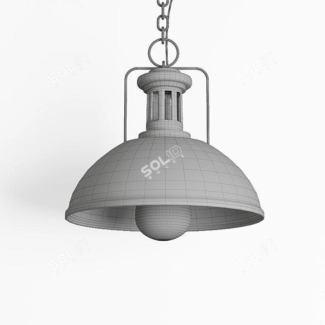 Industrial Black Cast Pendant Lamp 3D model image 3