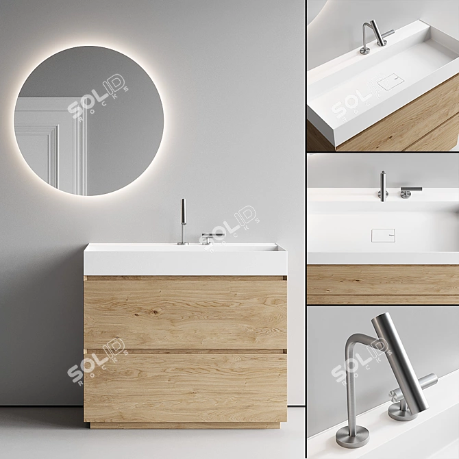 Falper Pure Vanity Unit Set 2: Sleek Elegance for Your Bathroom 3D model image 1