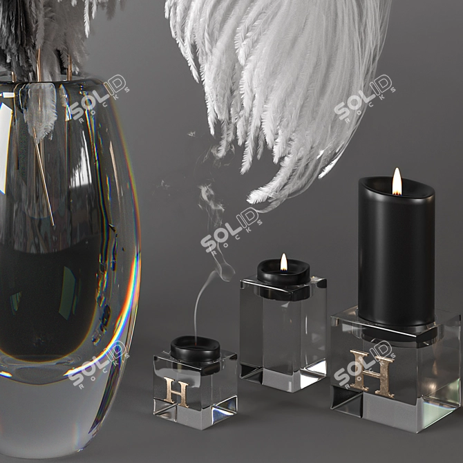 Elegant Ostrich Feather Centerpiece 3D model image 4